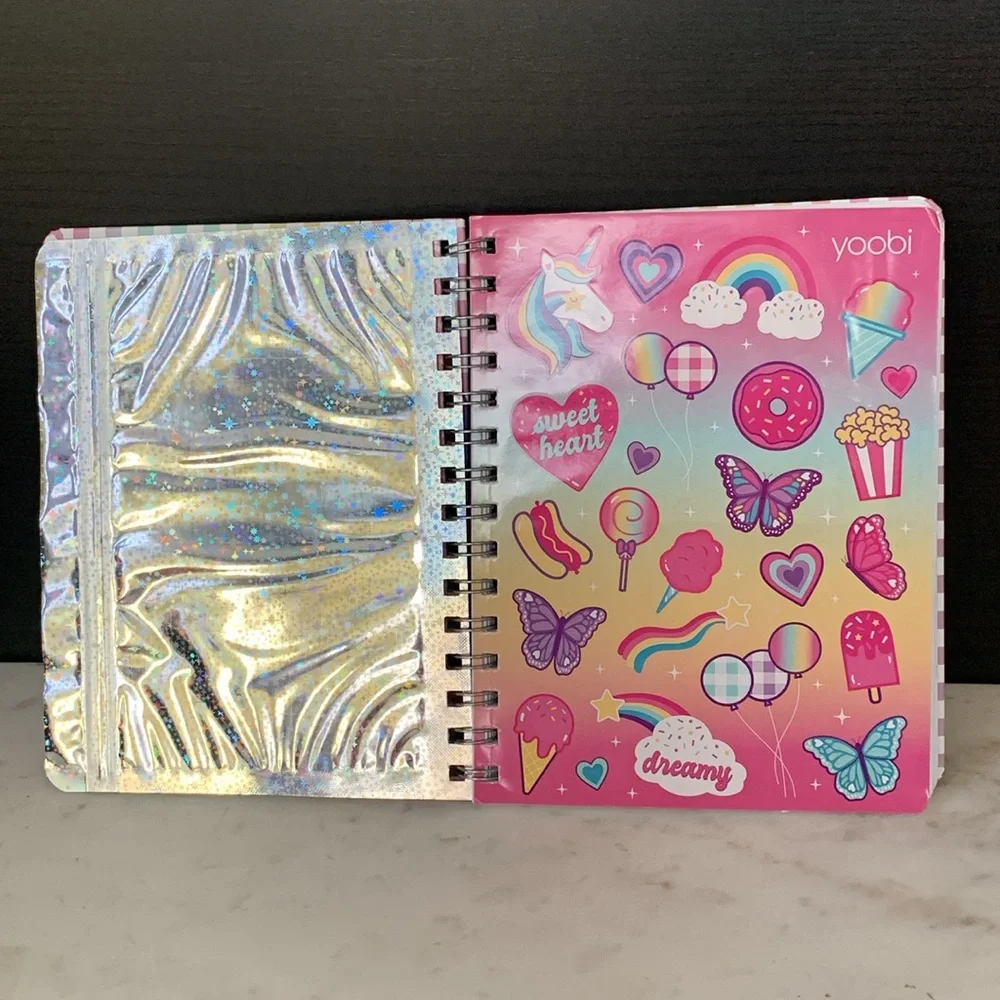 Yoobi Hard Cover Spiral Butterfly Theme Undated Planner with “Love” Keychain